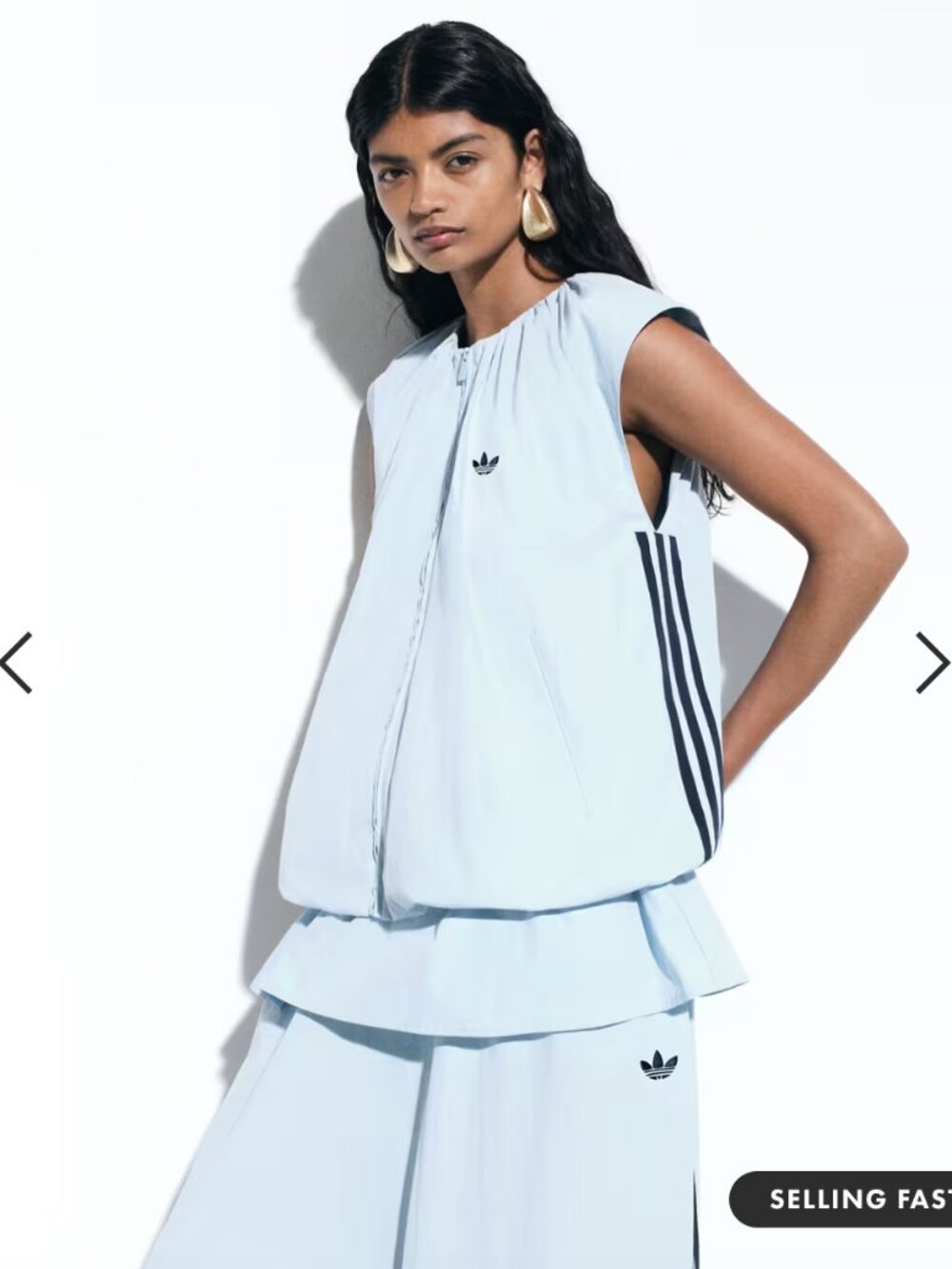 adidas Originals x ASOS women's sleeveless bubble track top in blue, size medium